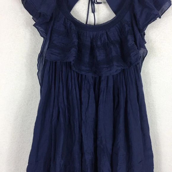 Free People Hailey Blue Oversized Ruffle Gauzy Mini Dress Small - Picture 10 of 16